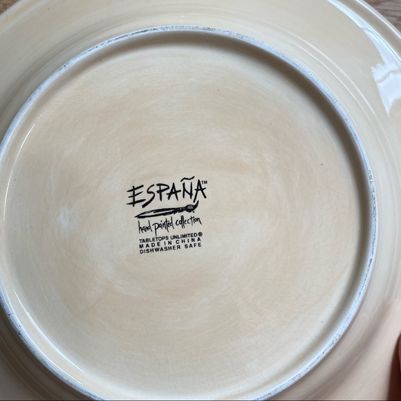 Espana Hand Painted Collection Ivory Cream Dinner Plates Set of 4 Tabletops - Picture 5 of 5